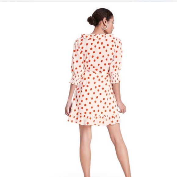 XXS RIXO Target Polka Dot Sleeve Ruffle Wrap Dress - Picture 3 of 4